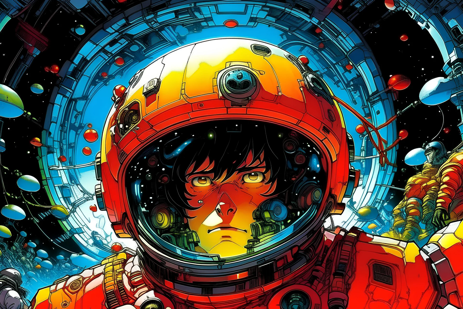 incredibly powerful sci-fiction Anime "cerebro" in space, created by Katsuhiro Otomo + Rumiko Takahashi, Movie poster style, box office hit, a masterpiece of storytelling, main character center focus,highly detailed 8k, intricate, detailed, vivid vibrant rich colors, by Jean Giraud Moebius and Frank Frazetta portrait cyberpunk dynamic lighting award winning, Jacek Yerka Ken Sugimori, outer space, noah bradley, cyril roland, ross tran, intricate artwork masterpiece, ominous,matte painting mov