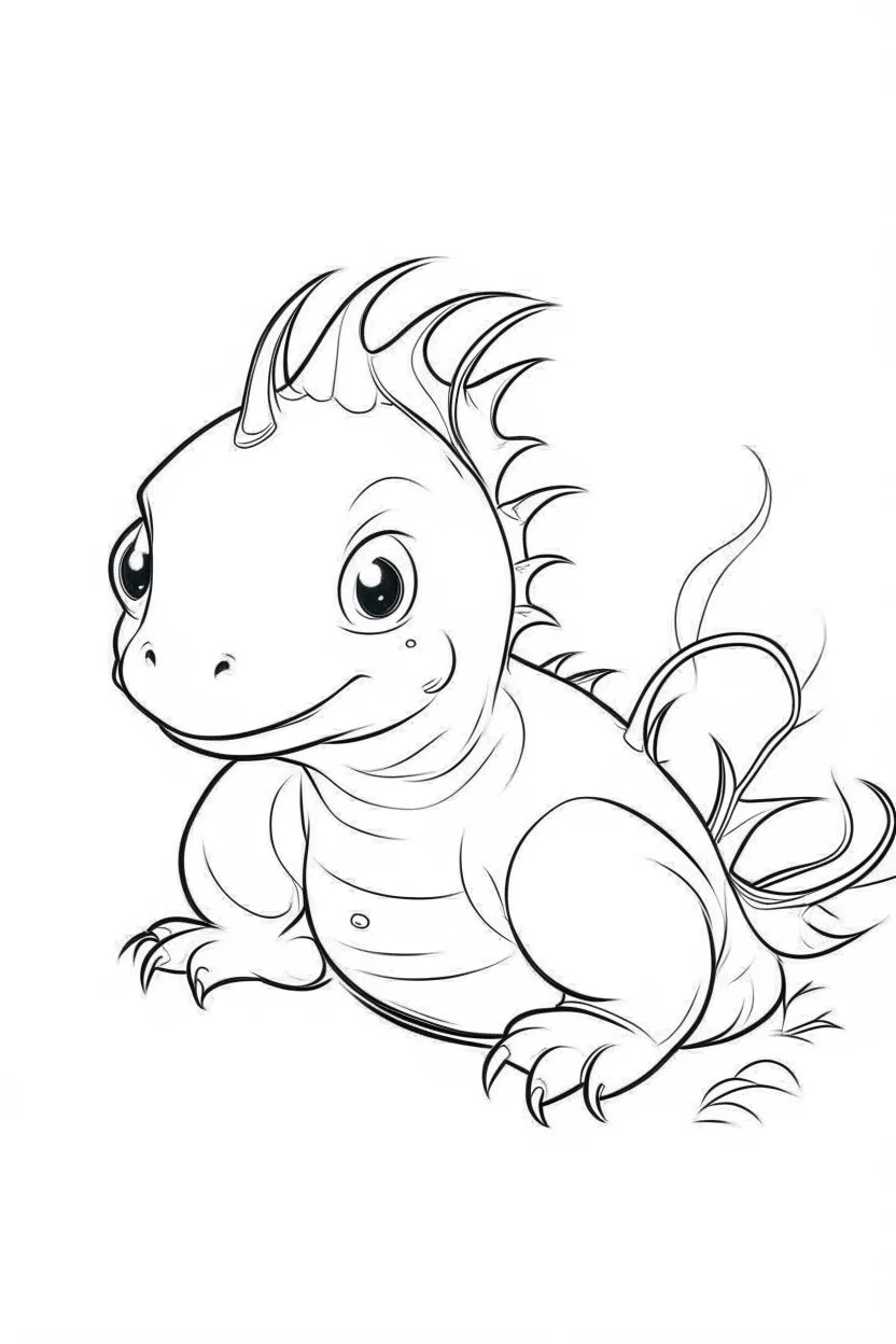 outline art for Axolotl Larva coloring pages with sitch, white background, Sketch style, full body, only use outline, toddlers style, clean line art, white background, no shadows and clear and well outlined.