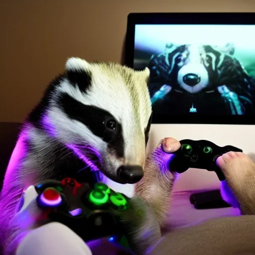 Badger playing xbox