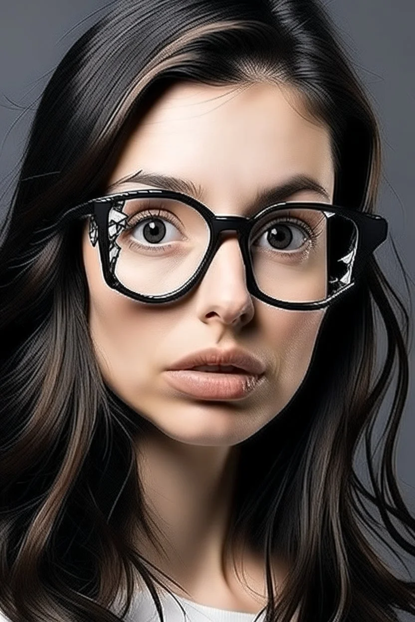Mujer con lentes rotos y cara de culo