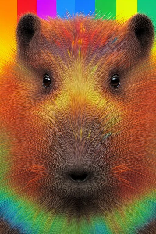 Rainbow capybara by Frida Kahlo