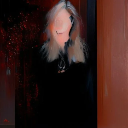 oil painting, woman , dark,