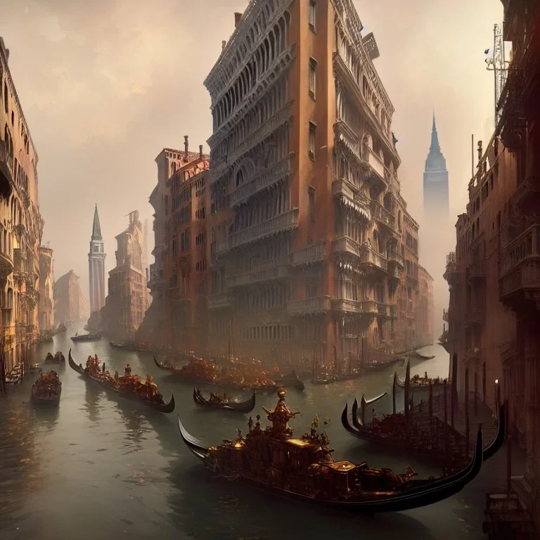 New York venice+steampunk+,alphonse mucha,greg rutkowski,matte painting, cryengine