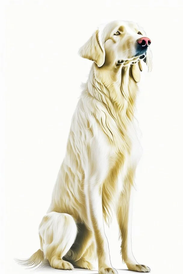retriever dog , white background, in the style of degas