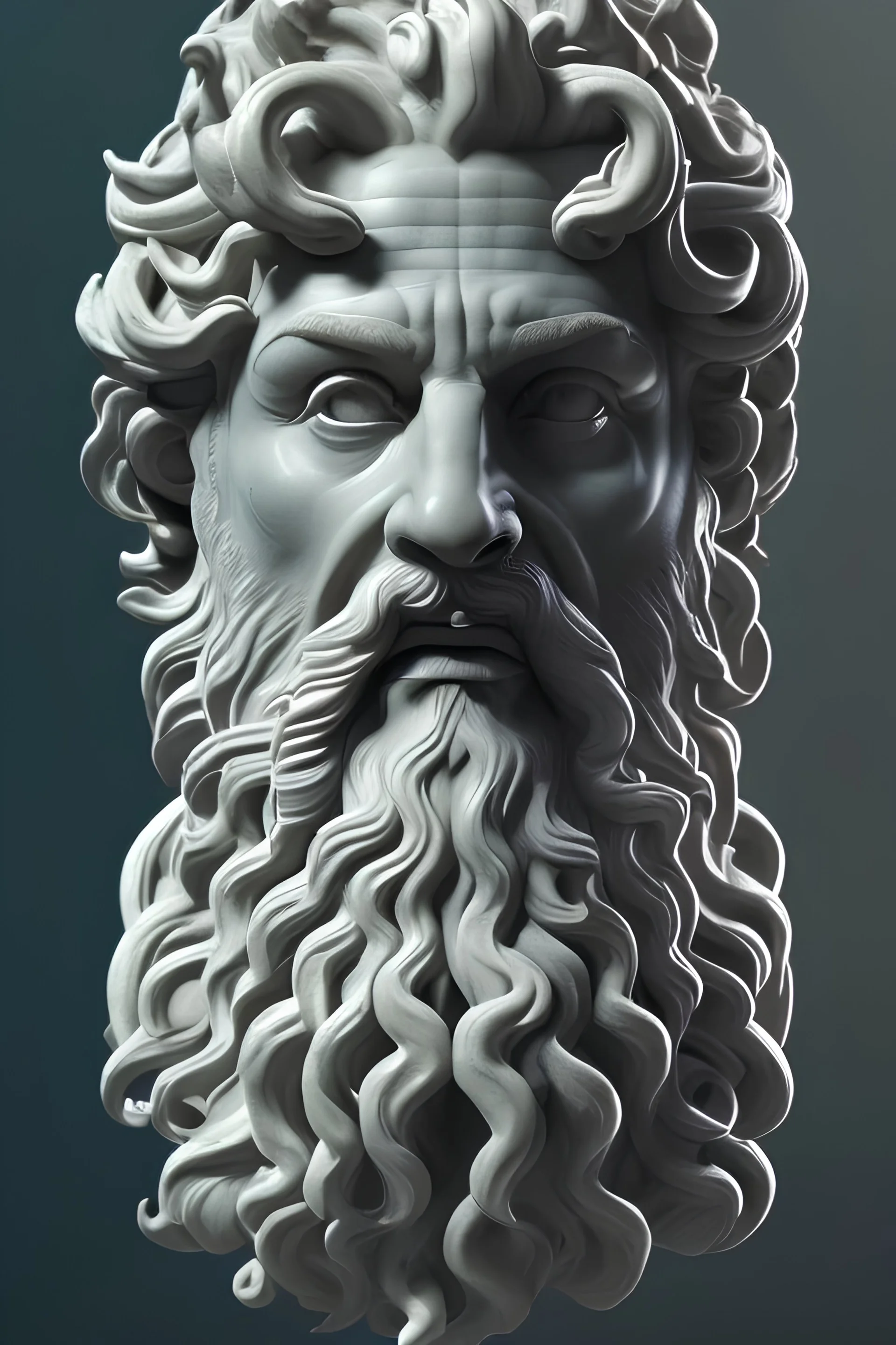 Poseidon en train de téléphoner à quelqu'un, Grèce antique, statue grec, magnifique, majestueux, gigantesque, monde fantastique, seigneur des anneaux, dongeons et dragons, mystic, ultra réaliste, ultra détaillé, ultra intriqué, 16k, octane effect, angle de vue parfait