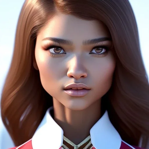 Zendaya, leather collar, cute big circular reflective eyes, closeup portrait, frontal view, Pixar studio movie style, unreal engine cinematic smooth, intricate detail, cinematic