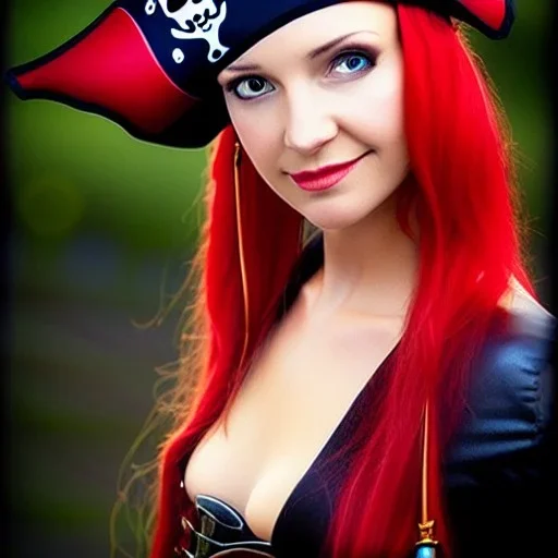 gorgeous female pirate wearing a trihorn hat