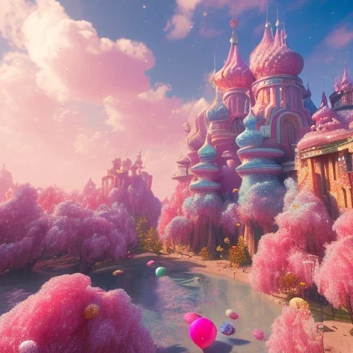 pink landsacape with multicolored crystals falling from the sky, full of details, smooth, bright sunshine，soft light atmosphere, light effect，vaporwave colorful, concept art, smooth, extremely sharp detail, finely tuned detail, ultra high definition, 8 k, unreal engine 5, ultra sharp focus