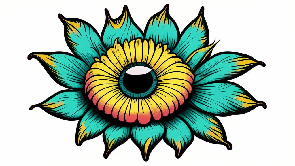 comic style flower with eye in the middle