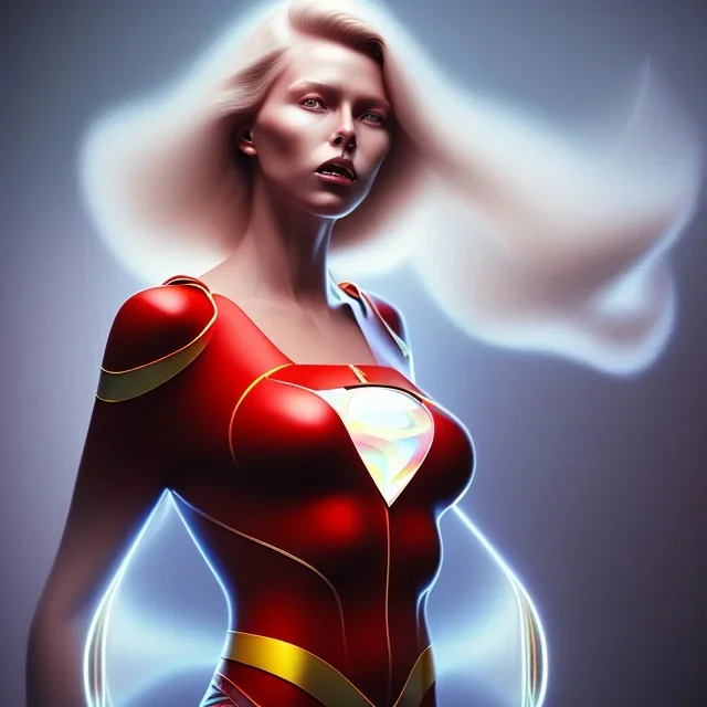 blonde superwoman. oil on canvas, kodachrome, volumetric light