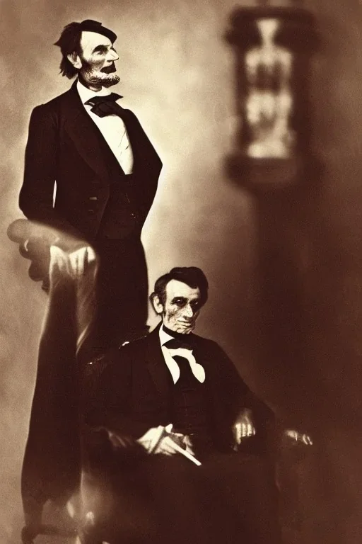 Abraham Lincoln face-to-face with a vampire vintage photography, beautiful, Tumblr aesthetic, retro vintage style, HD photography, hyperrealism