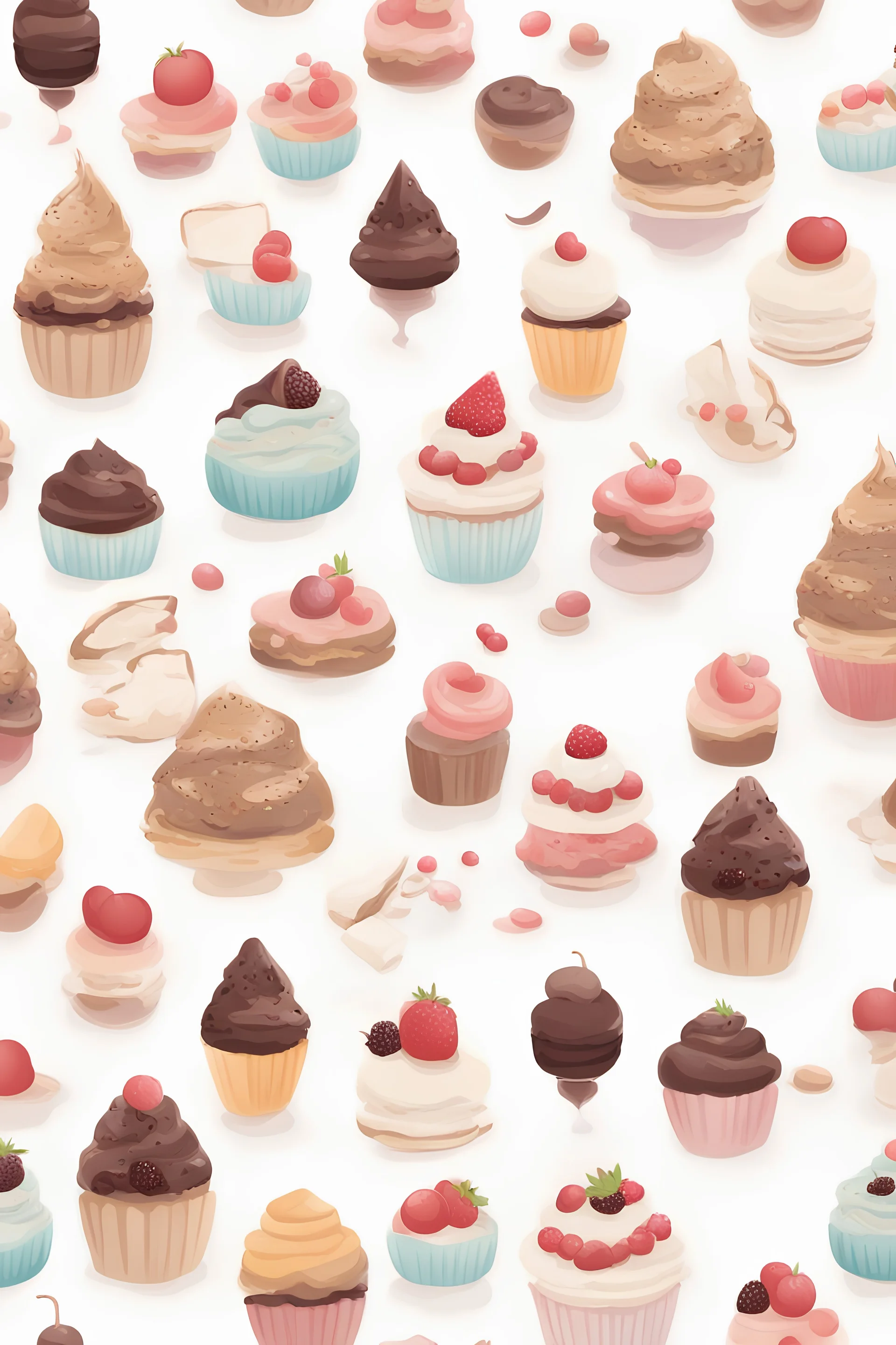 cute dessert treats with white background