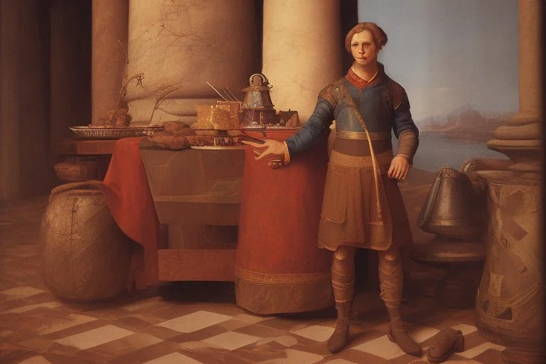 man standing in front of tamale by andrea del sarto