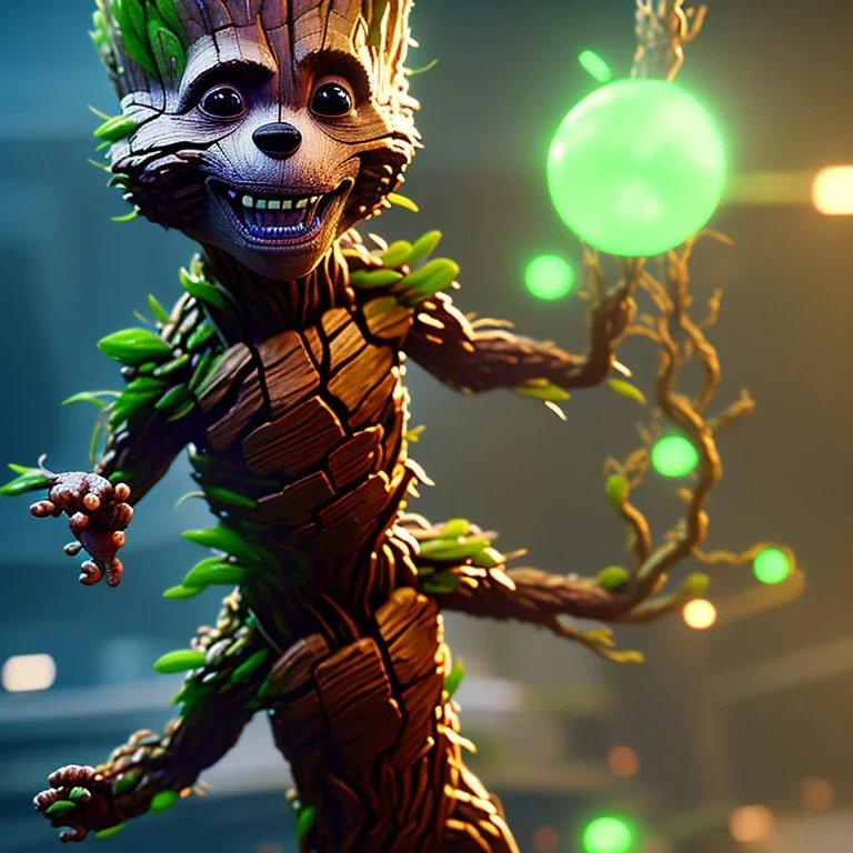 cute groot, octane render, high detail, SSJ