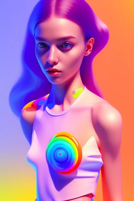 isometric clean art of super cute girl surrounded by coloured foames, soft lighting, soft pastel gradients, high definition, 3d icon clay render, blender 3d