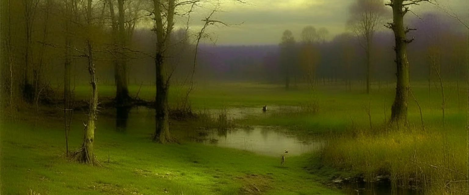 A purple rotten swamp painted by George Inness