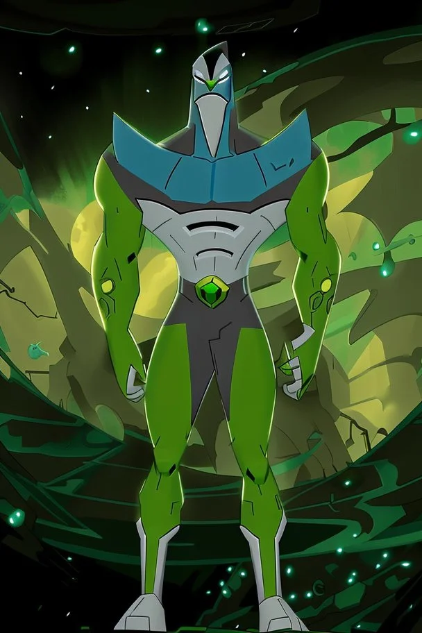 alien From Ben 10 cartoon. Strong, fit body. From his faction. Shark. Advanced jewels and metal. Dark magic. Power and luxury