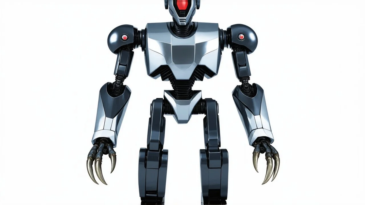 Robot with silver torso and claw feet