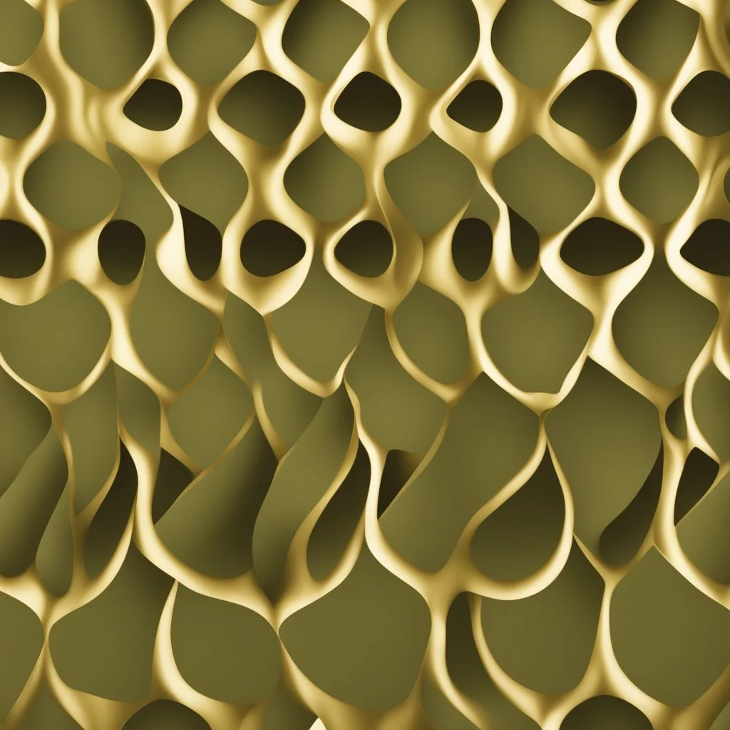 A detailed rendering of an olive kernel-inspired pattern on a wall, with a subtle hint of gold.rendered in a modern, minimalist style.