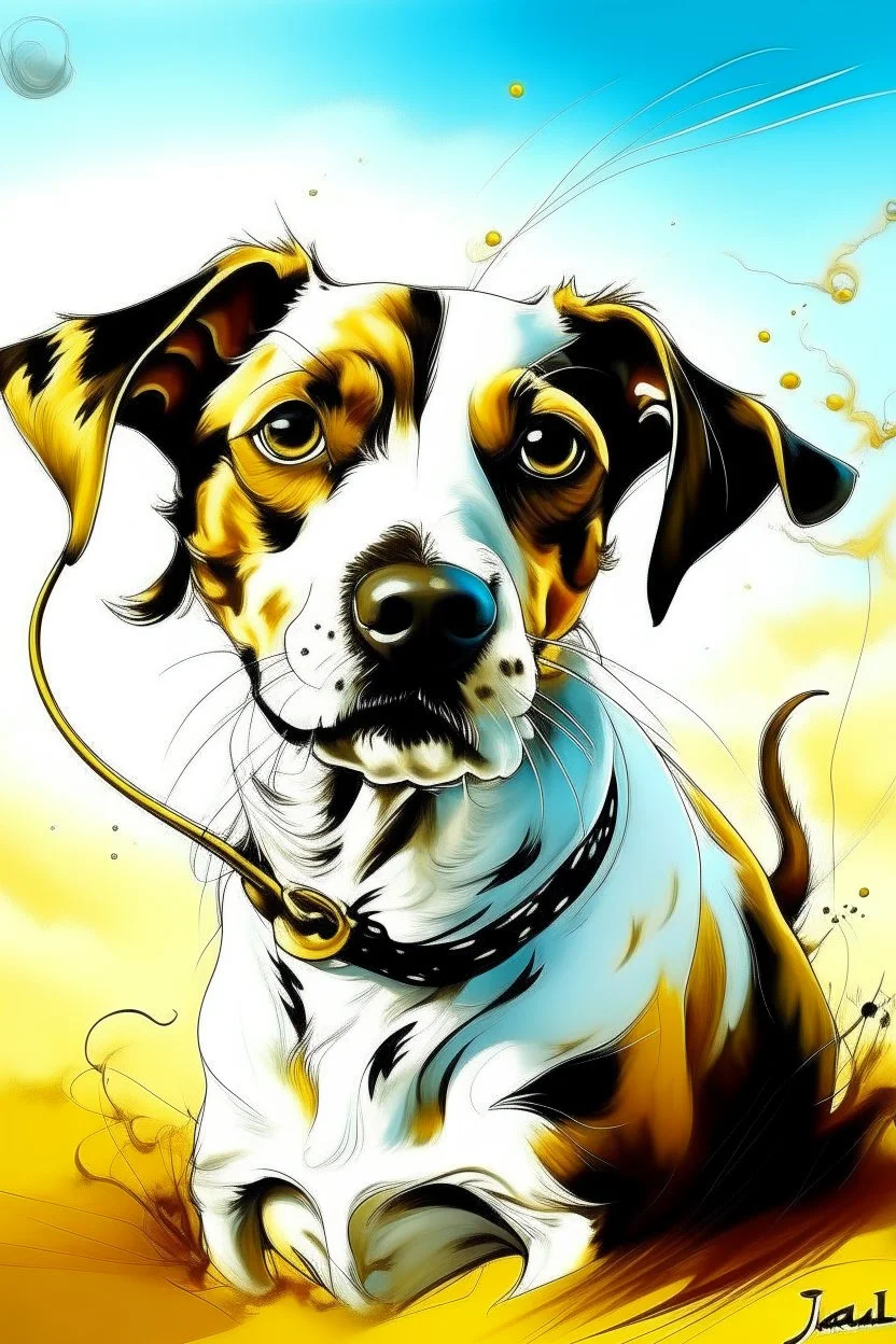 Jack Russell in the style of dali