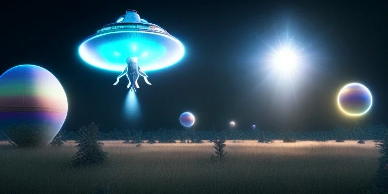 extra-terrestrial, 8K, photo realistic, highly detailed, lught ufo, light colors