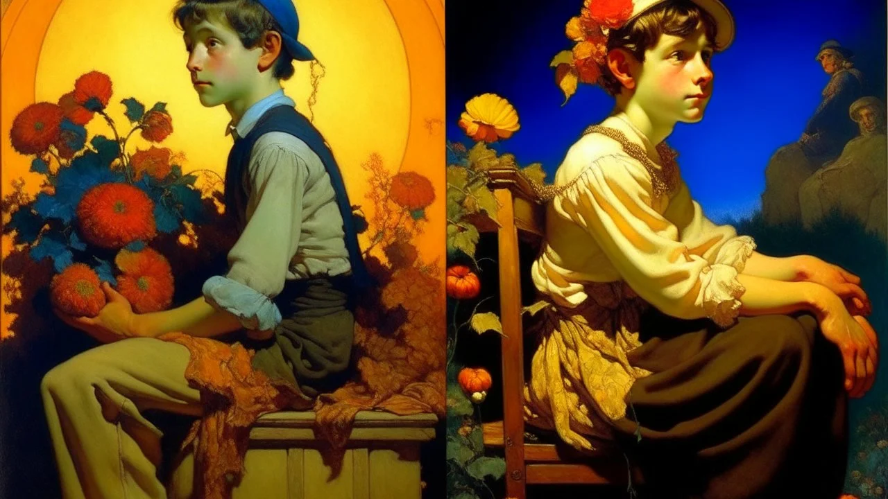 oil paintig Maxfield Parrish Norman Rockwell