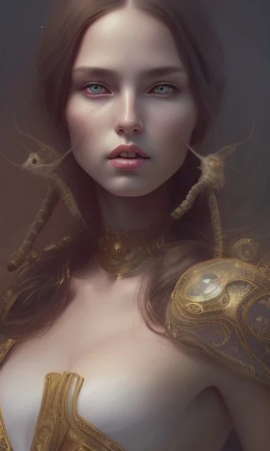 witch cat, cute, beautiful, long hair, wavy hair, black eyes, head and shoulders portrait, cinematic, 8k, resolution concept art portrait by Greg Rutkowski, Artgerm, WLOP, Alphonse Mucha dynamic lighting hyperdetailed intricately detailed