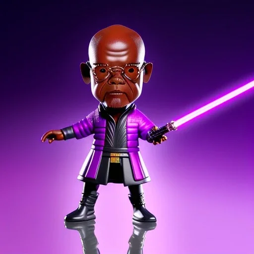 mace windu Samuel jackson purpleGlow jedi bobblehead with boots, no gkassex