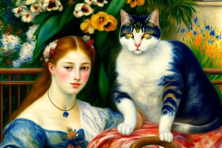 Two cats on a terrace. Auguste Renoir. Perfekt eyes with perfect iris.