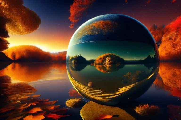 sphere stargate, autumn, lagoon, exoplanet, epic, sci-fi, hd