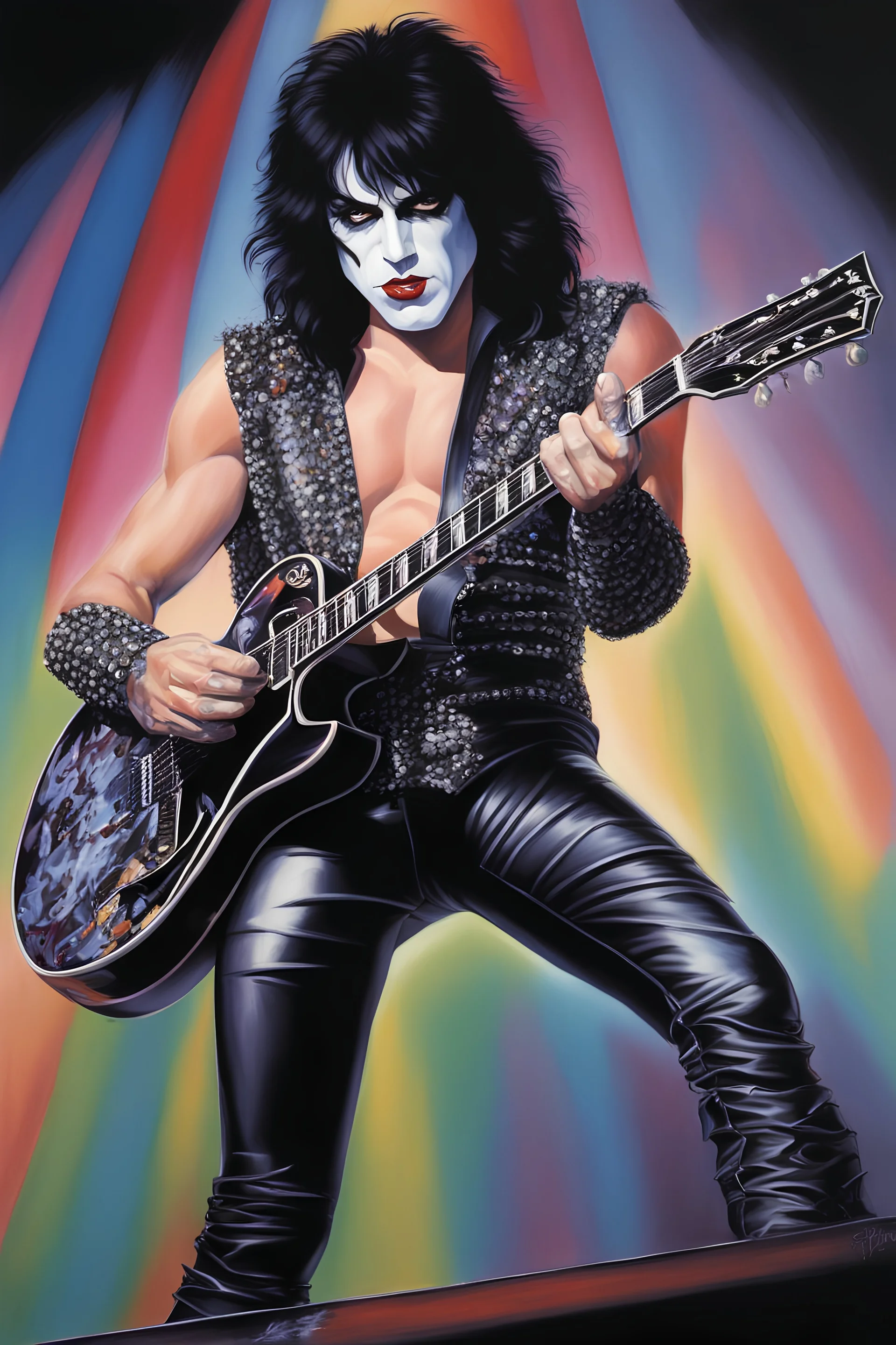 paul stanley full color oil painting art by Alex Ross