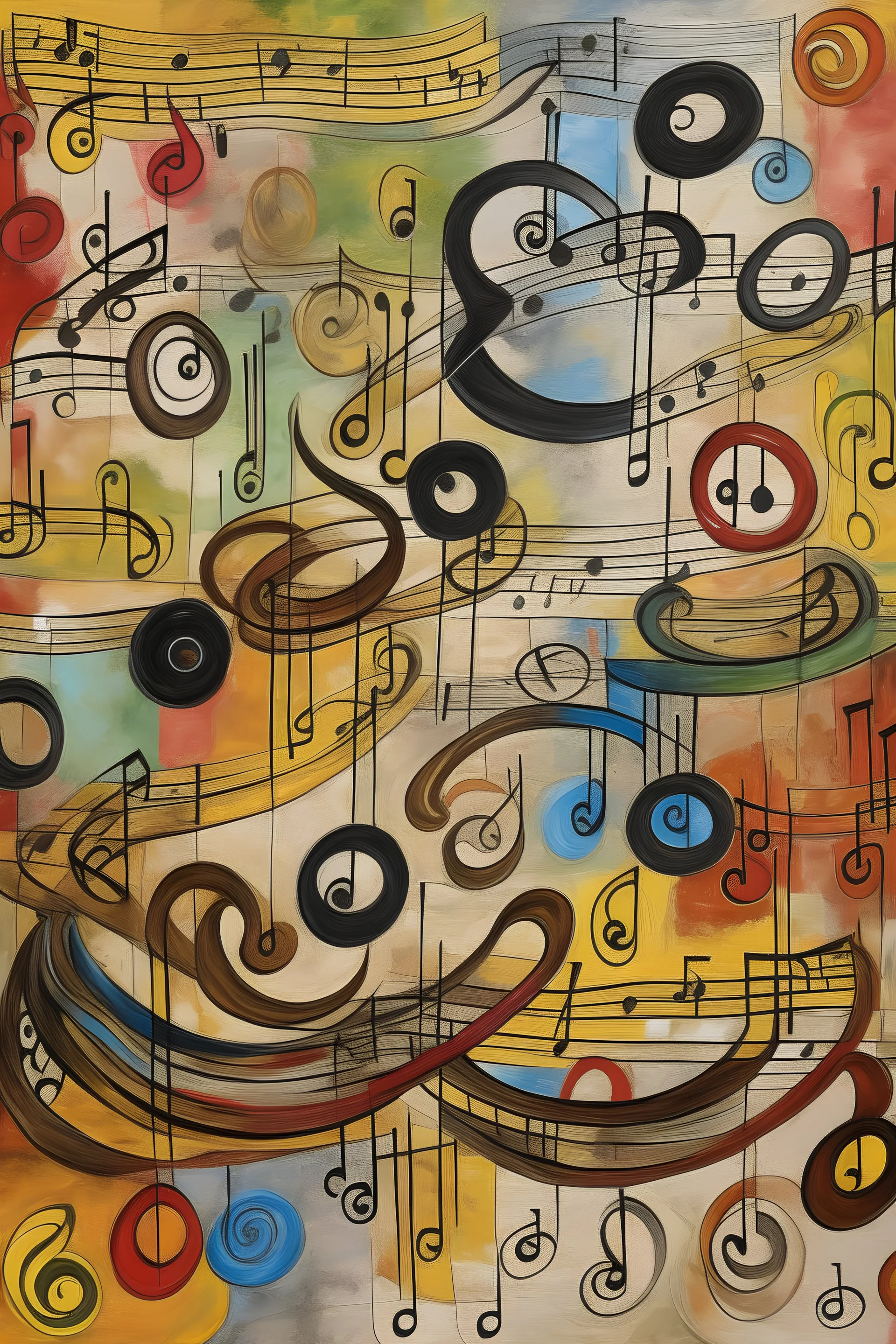 A painting of music symbols
