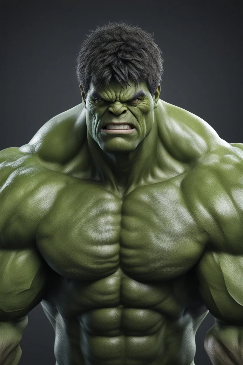 Hulk, half body, face photo realistic, hyper details, 4k, close-up, hyper detailed, sharp focus, studio photo,