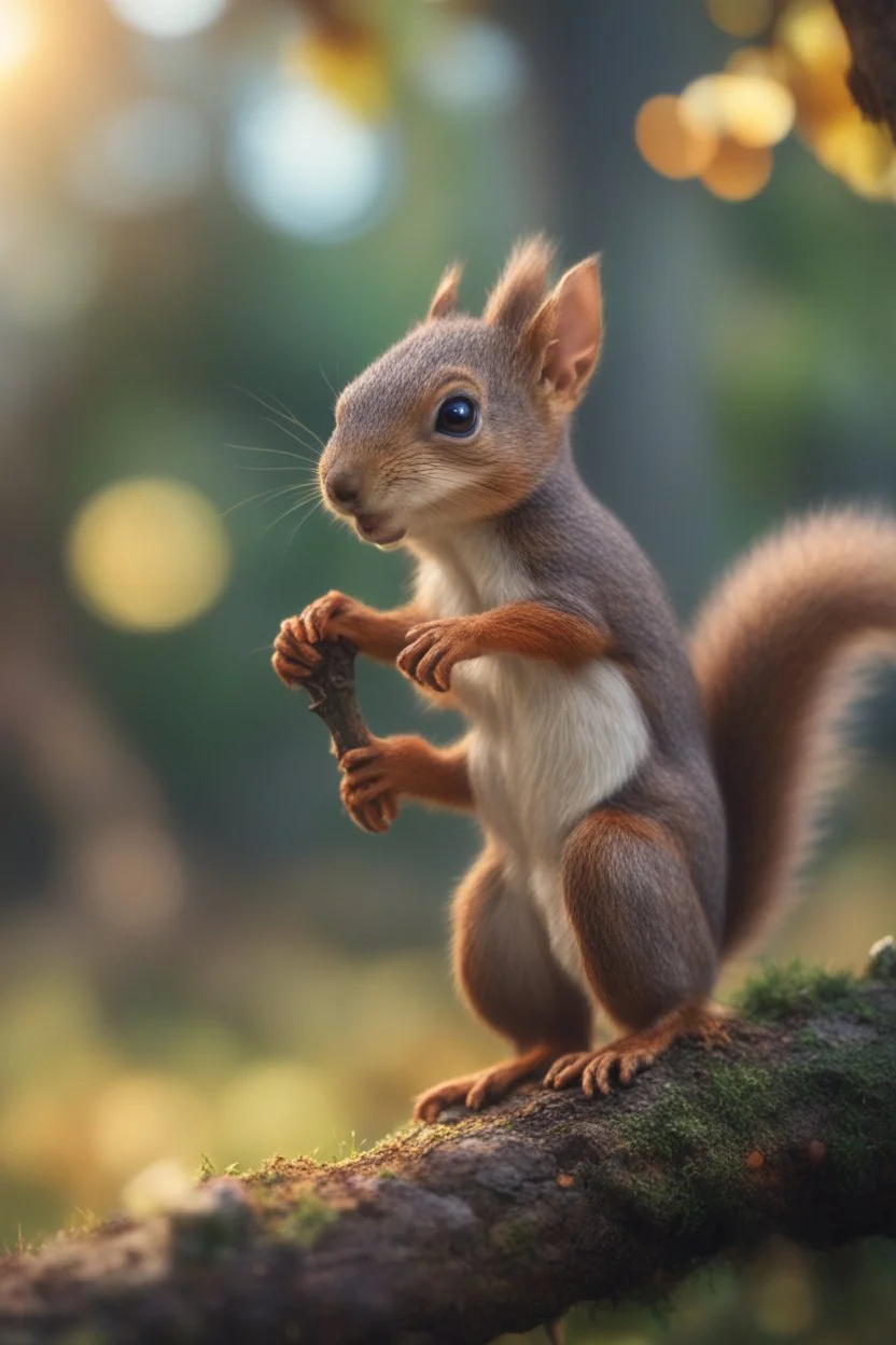 squirrel elf in angry talking mutant tree, bokeh like f/0.8, tilt-shift lens 8k, high detail, smooth render, down-light, unreal engine, prize winning