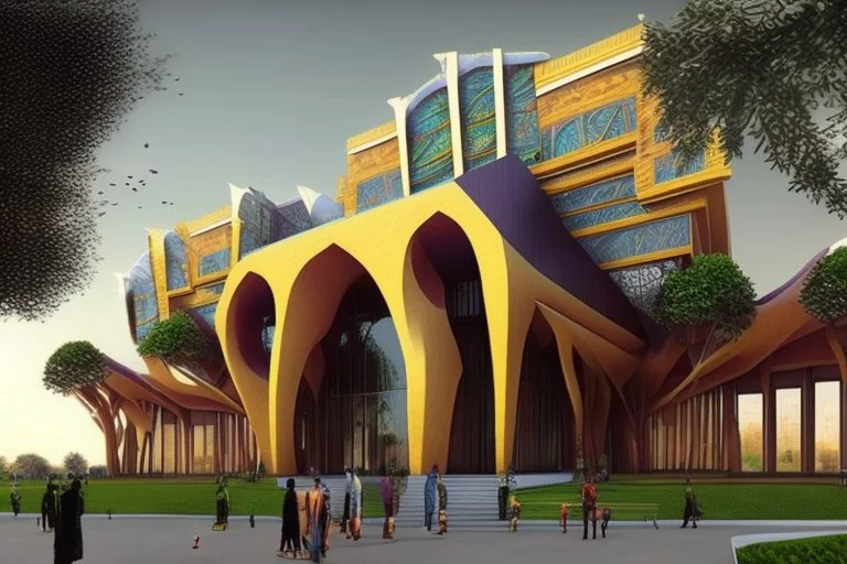 Worlds best building design for a college campus. Unique and brilliant architectural design. Use Indian hindu style mixed with modern European style