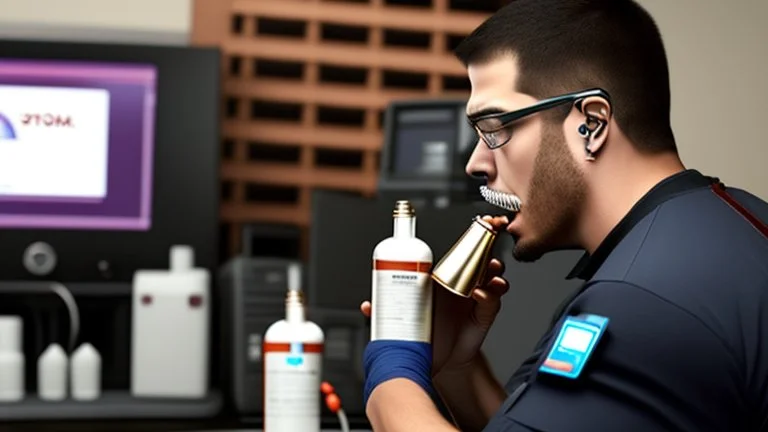 AT&T on-site technician getting drunk using flask while installing dsl