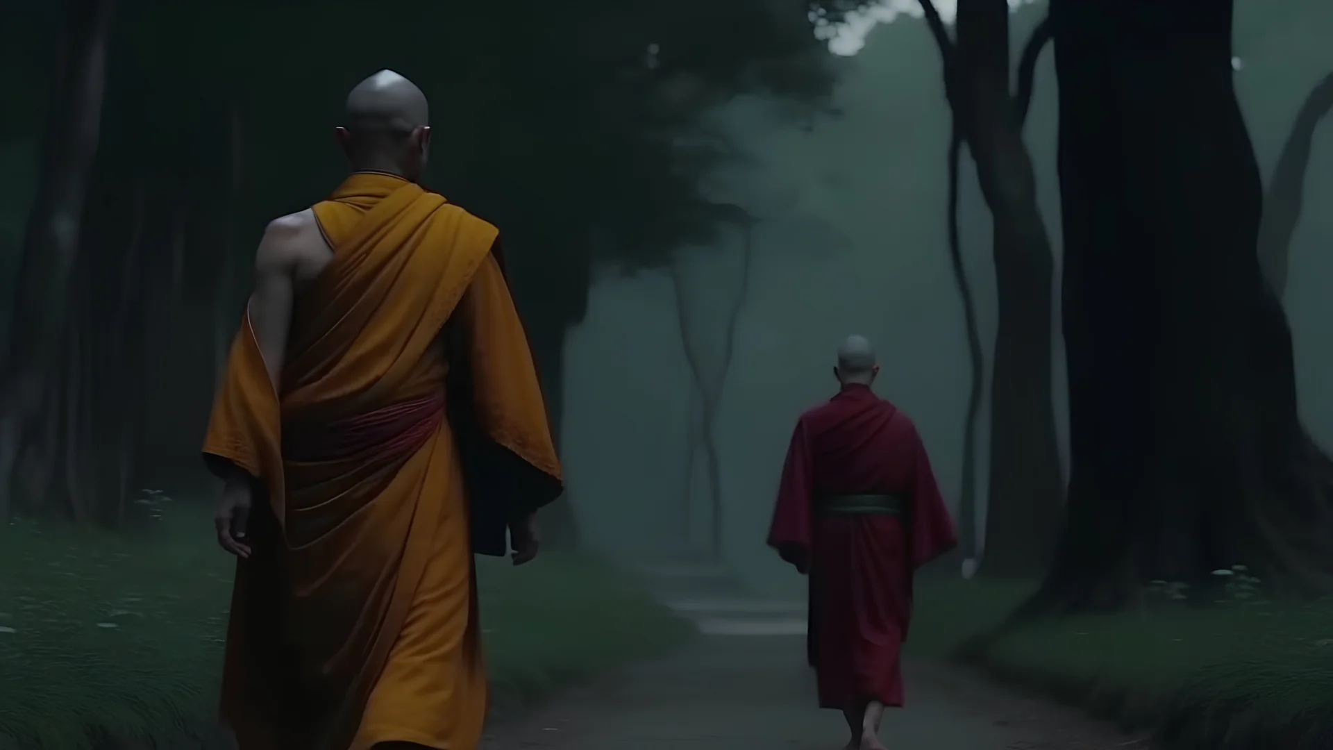 Buddha monk And the king.The king's journey into silence symbolizes a departure from the constant noise of his external world, providing him with an opportunity to explore the depths of his own mind and emotions.4k