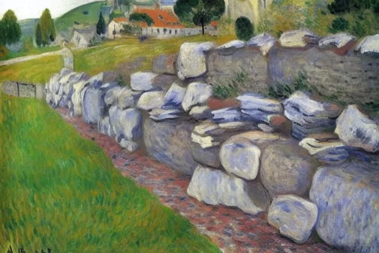 Stone wall, alfred sisley and edouard manet painting