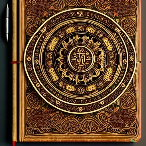 cover of an ancient ornate intricate spell book, cinematic, realistic, intricate details, photorealistic, octane render, 8k, artstation