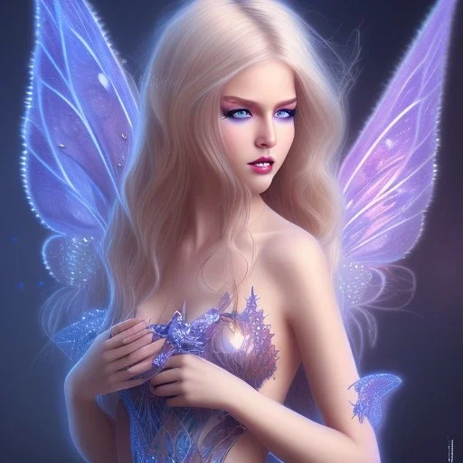 magnifique belle sexy fairy souriante avec de magnifiques ailes et des cheveux longs blonds,yeux bleus