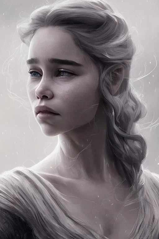 emilia clarke, head and shoulders portrait, head and, 8k resolution concept art portrait by Greg Rutkowski,