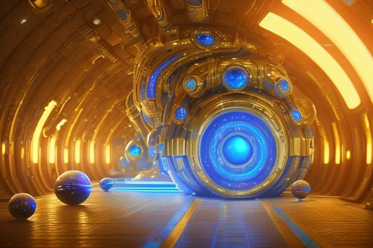 blue and gold crystal cosmic and galactic ambiance cinema4d sci-fi futuristic tunnel, full of details, smooth, bright sunshine，soft light atmosphere, light effect，vaporwave colorful, concept art, smooth, extremely sharp detail, finely tuned detail, ultra high definition, 8 k, unreal engine 5, ultra sharp focus