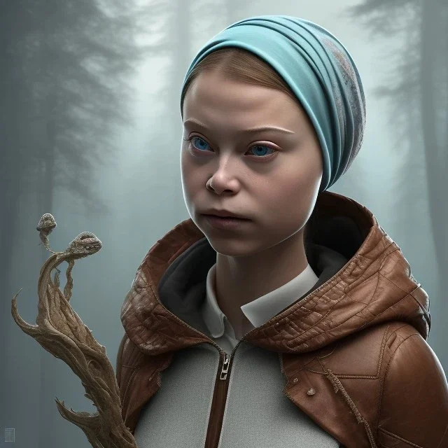  Greta Thunberg fog as woman in hijab, fine detail, highly intricate, modern surrealism painting, defined cracks and breaks, high-quality, volumetric lighting, 8k, ultrahd, George Grie, Marco Escobedo, Igor Morski,Brian Froud, Howard Lyon, Selina French, Generate