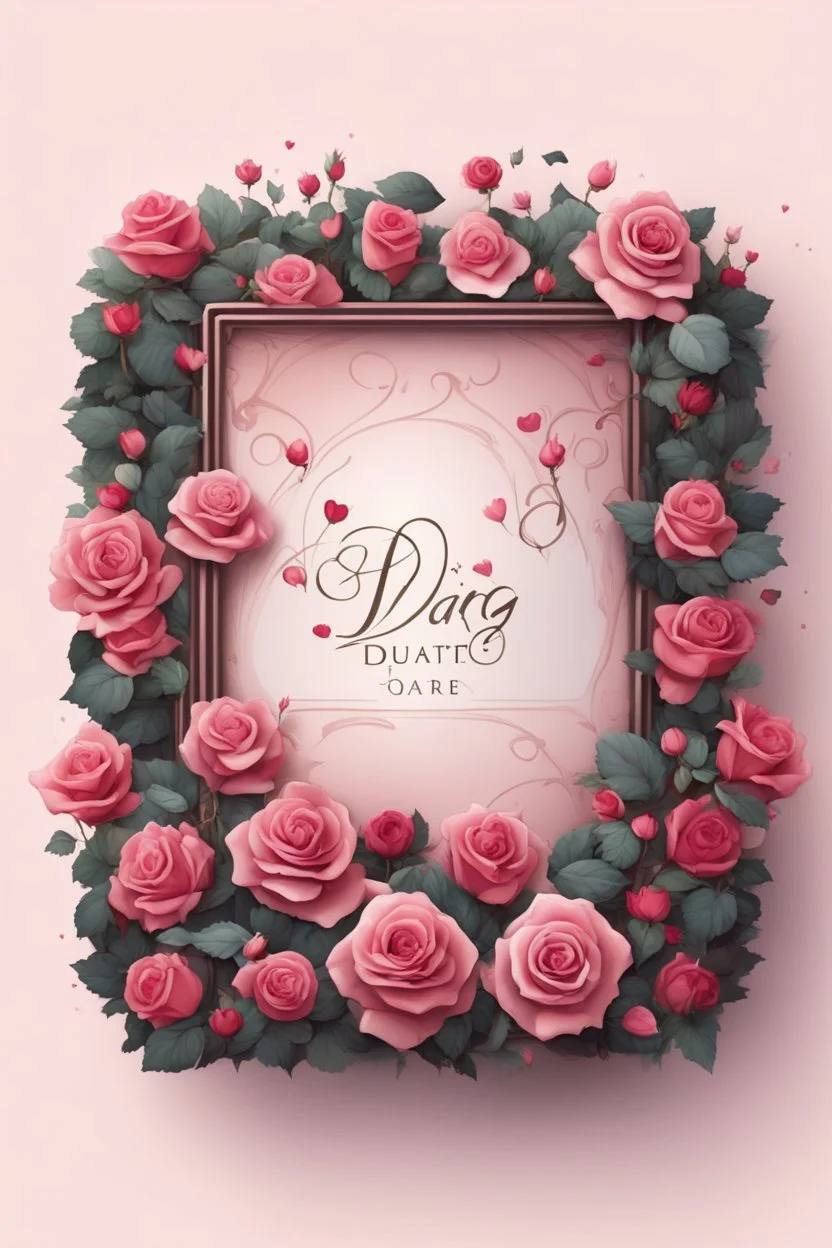 the logo of the dating square, a bed landscape with roses, fabulous style, romantic,