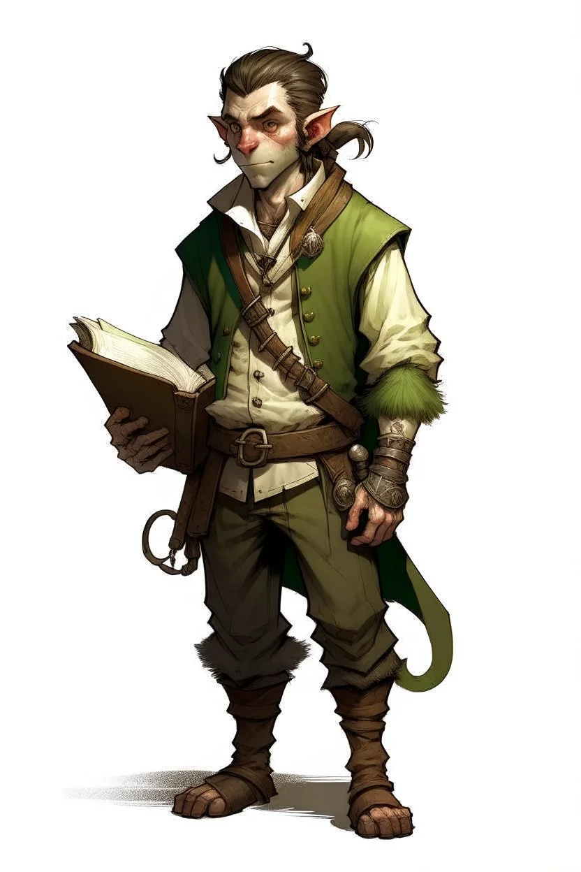 Dungeons and Dragons half-orc teenager. He is twenty. He is a rogue he is gentle and kind. Tall and skinny. He is handsome. He is lanky. He carries around a book and a pet mouse, Mysterious, short hair