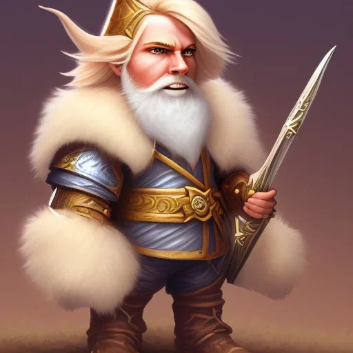 blond rogue, fantasy gnome, nonbinary, gold cloak