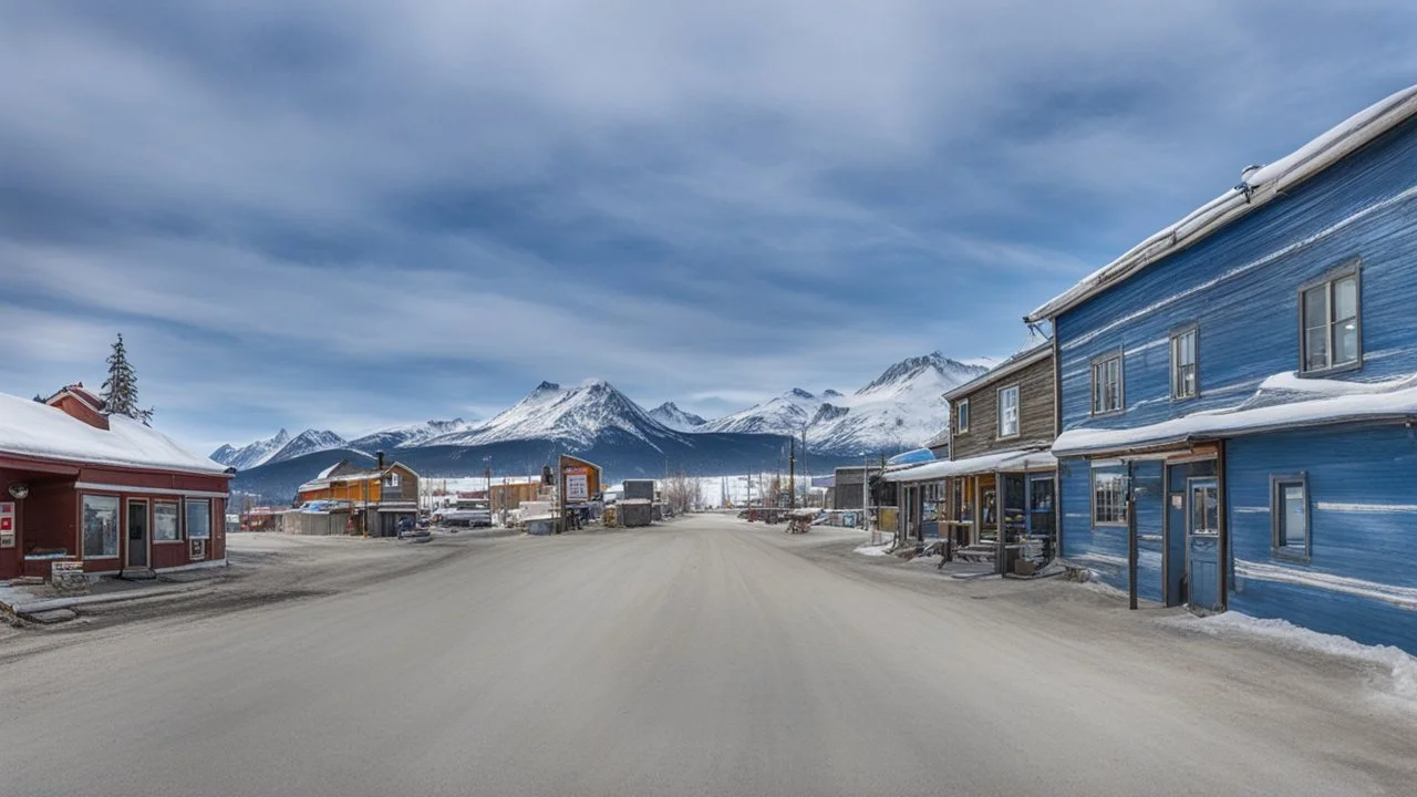 Dawson, Yukon Territory, street scene, beautiful composition, award-winning photograph, astonishing realism