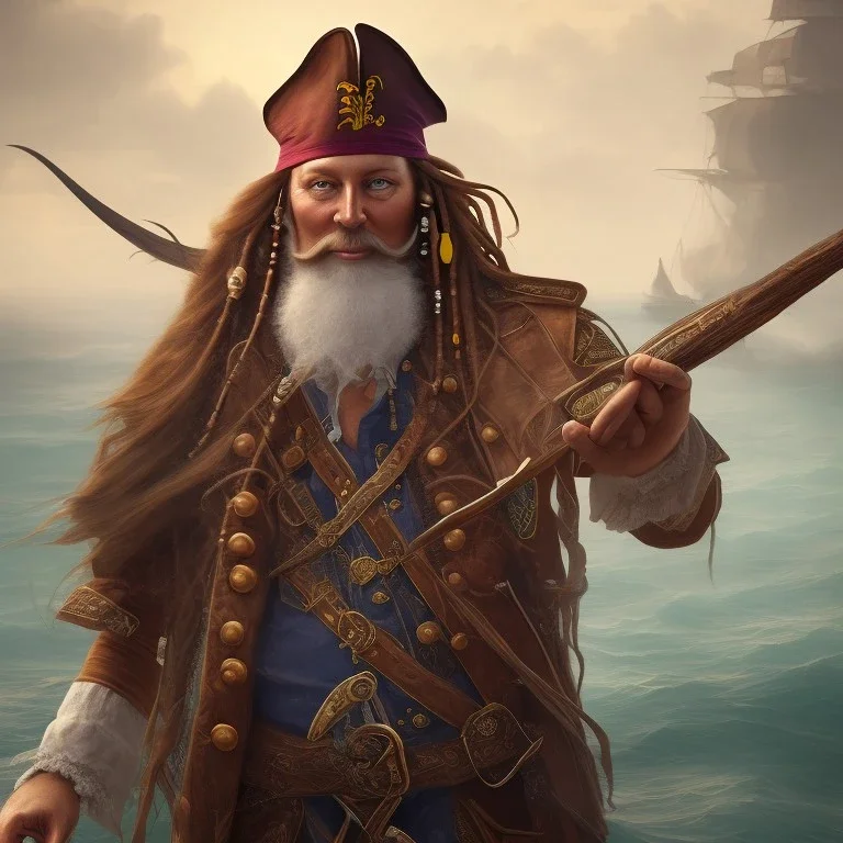 A pirate with long beard ray tracing 4k realistic