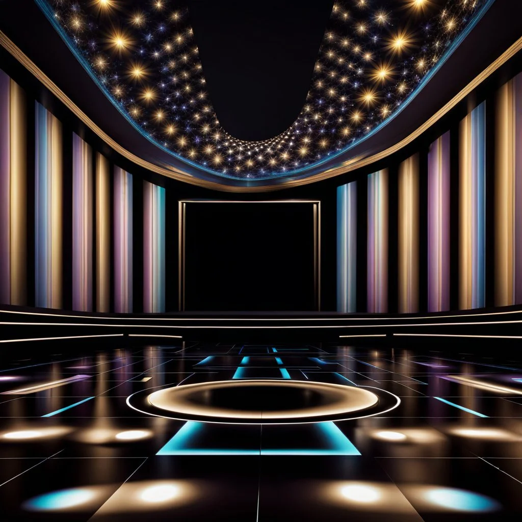 a luxury night club dance stage with nice fractal patterns on floor