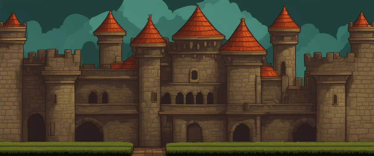 old large castle interier background for retro 2d platformer